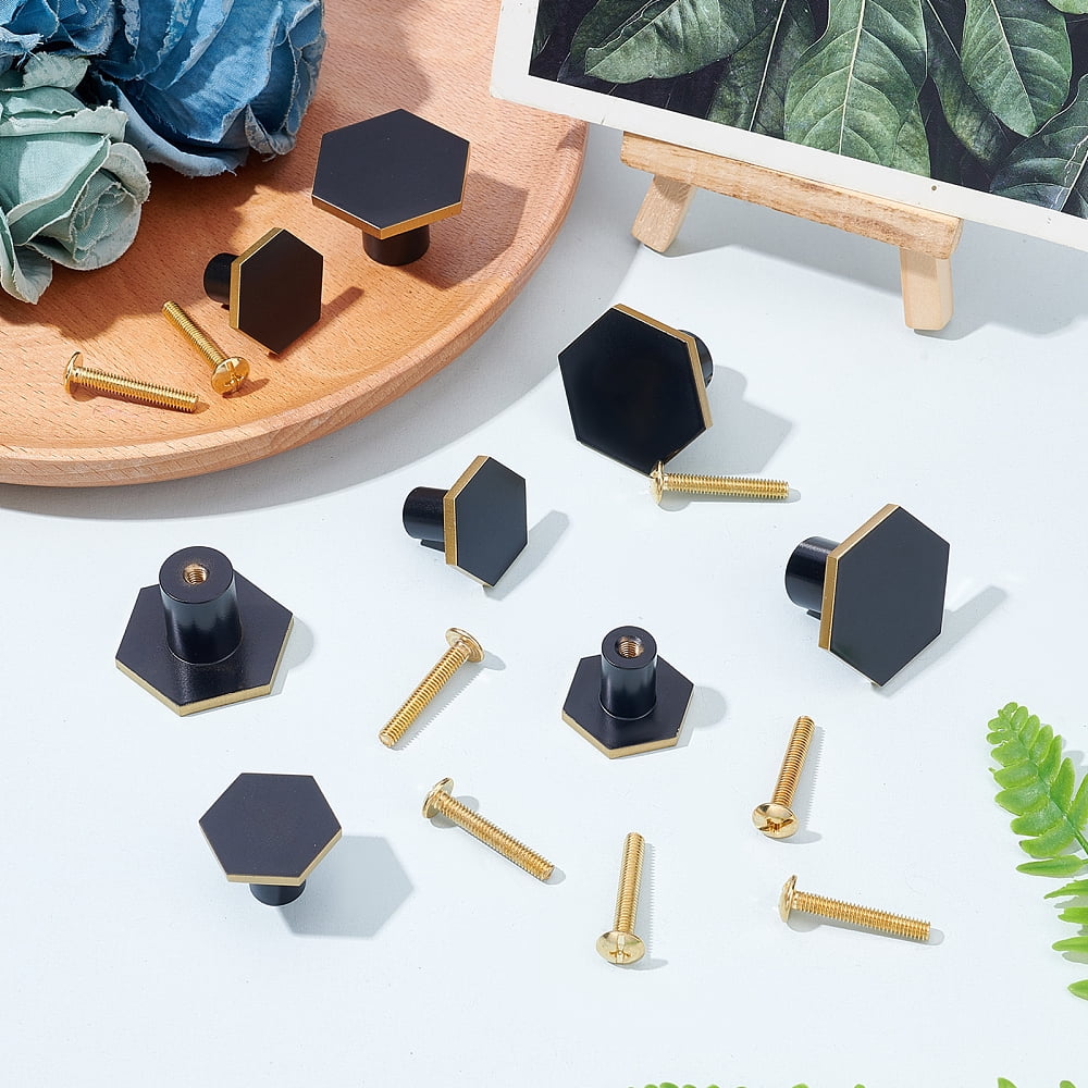 8pcs 2size Black Brushed Brass Knobs Gold Cupboard Knobs for Kitchen Copper Brass Cabinet Knobs for Drawer Brass Cabinet Knobs Pulls HardwareDIY