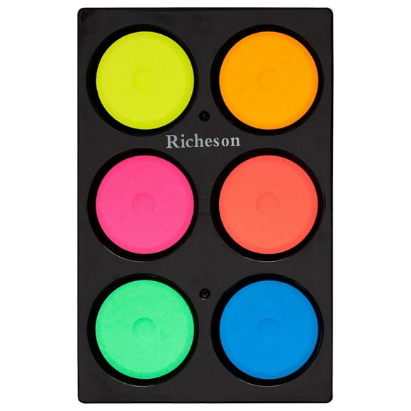 Jack Richeson Tempera Cakes, Small Size, Assorted Fluorescent Colors, Set of 6