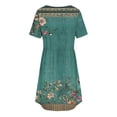 thumbnail image 7 of Smsaxvxz Women's Summer Dress Fashion Floral Printed V Neck Short Sleeve Sundress Casual Loose Flowy Hem Knee Length T-Shirt Dress Multicolor 01 M, 7 of 7