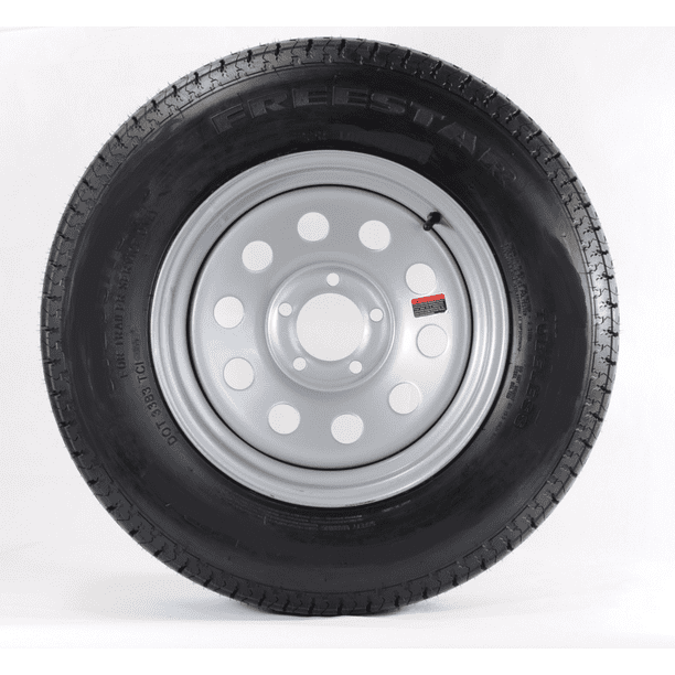Trailer Tire On Rim ST205/75D15 15 in. Load D 5 Lug Silver Modular