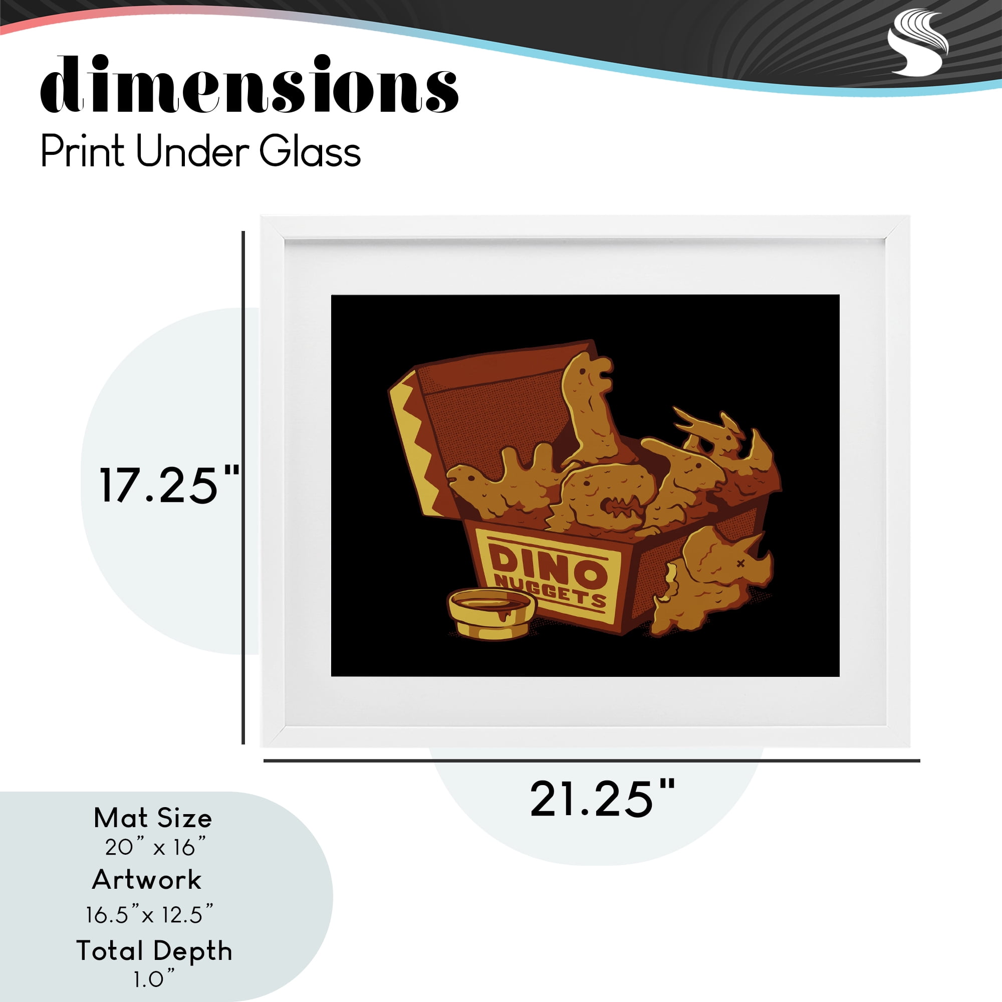 Stupell Industries Dino Nuggets with Sauce White Framed Print Under Glass, design by Tobe Fonseca