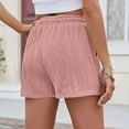 thumbnail image 3 of Sevevn Women's Spring/Summer New Style Women's Solid Color Drawstring Pocket Fashion Casual Shorts Great Gifts for Less Pink M, 3 of 6
