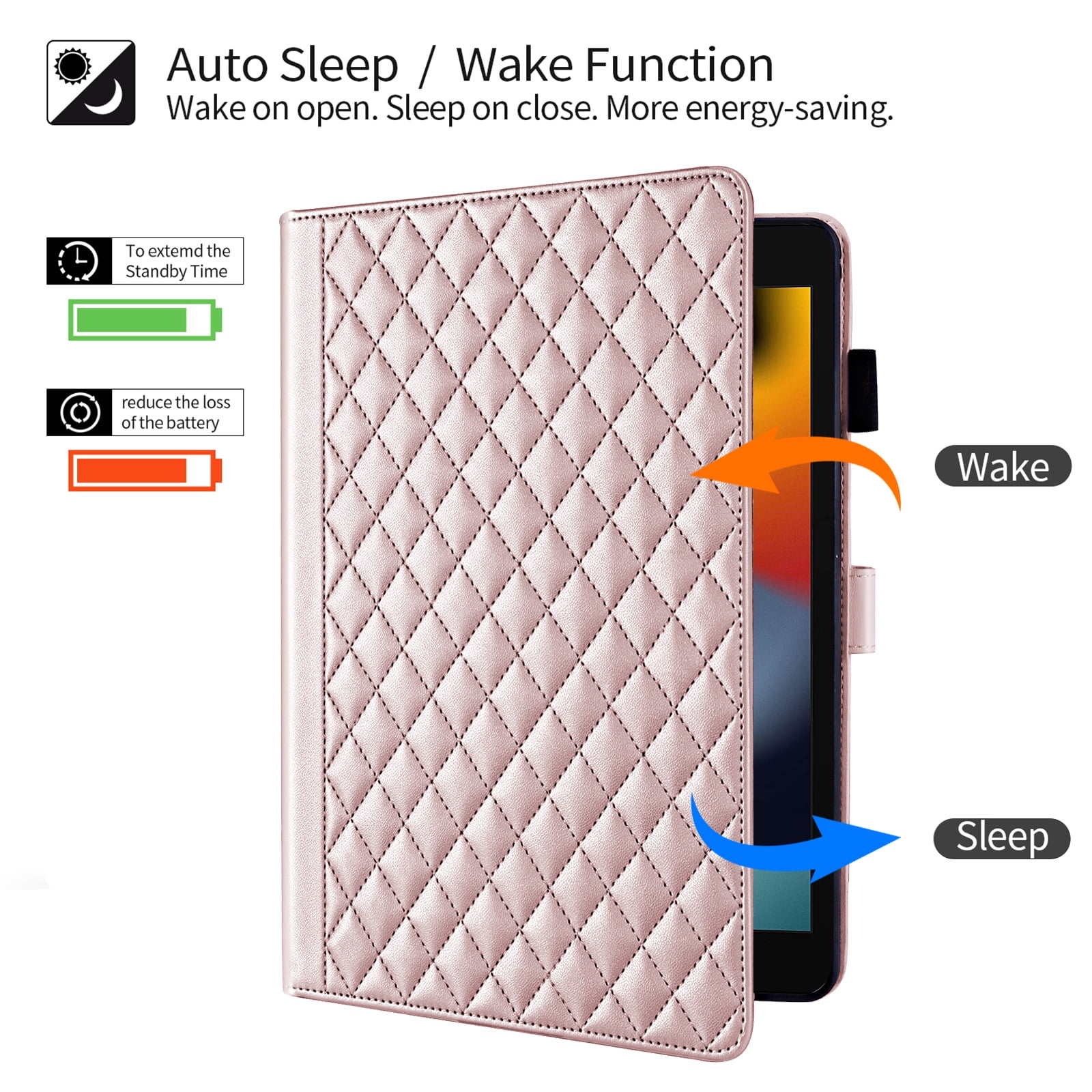 Dteck Case for iPad 9th 8th 7th Generation 10.2 inch,iPad Air 3rd Gen/iPad Pro 10.5" Magnetic PU Leather Smart Auto Wake/Sleep Folio Stand Case Card Slot Pencil Holder Cover,Rosegold