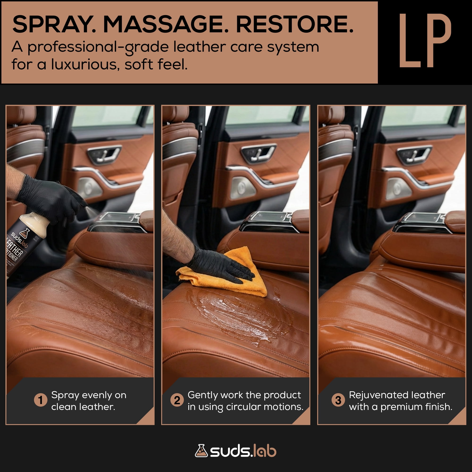 Suds Lab LP Leather Conditioner, UV Protectant and Moisturizer for Car and Home, 32 fl oz