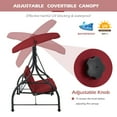 thumbnail image 3 of AECOJOY Steel 3 Person Canopy Porch Swing with Glider Hammock, Red, 3 of 9