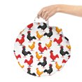 thumbnail image 2 of Rooster Round Floor Cushion with Handle, Continuous Domestic Farm Animal Bird Irregular Repetition, Decorative Pillow for Living Room & Dorms, 18" Round, Charcoal Grey Vermilion, by Ambesonne, 2 of 4