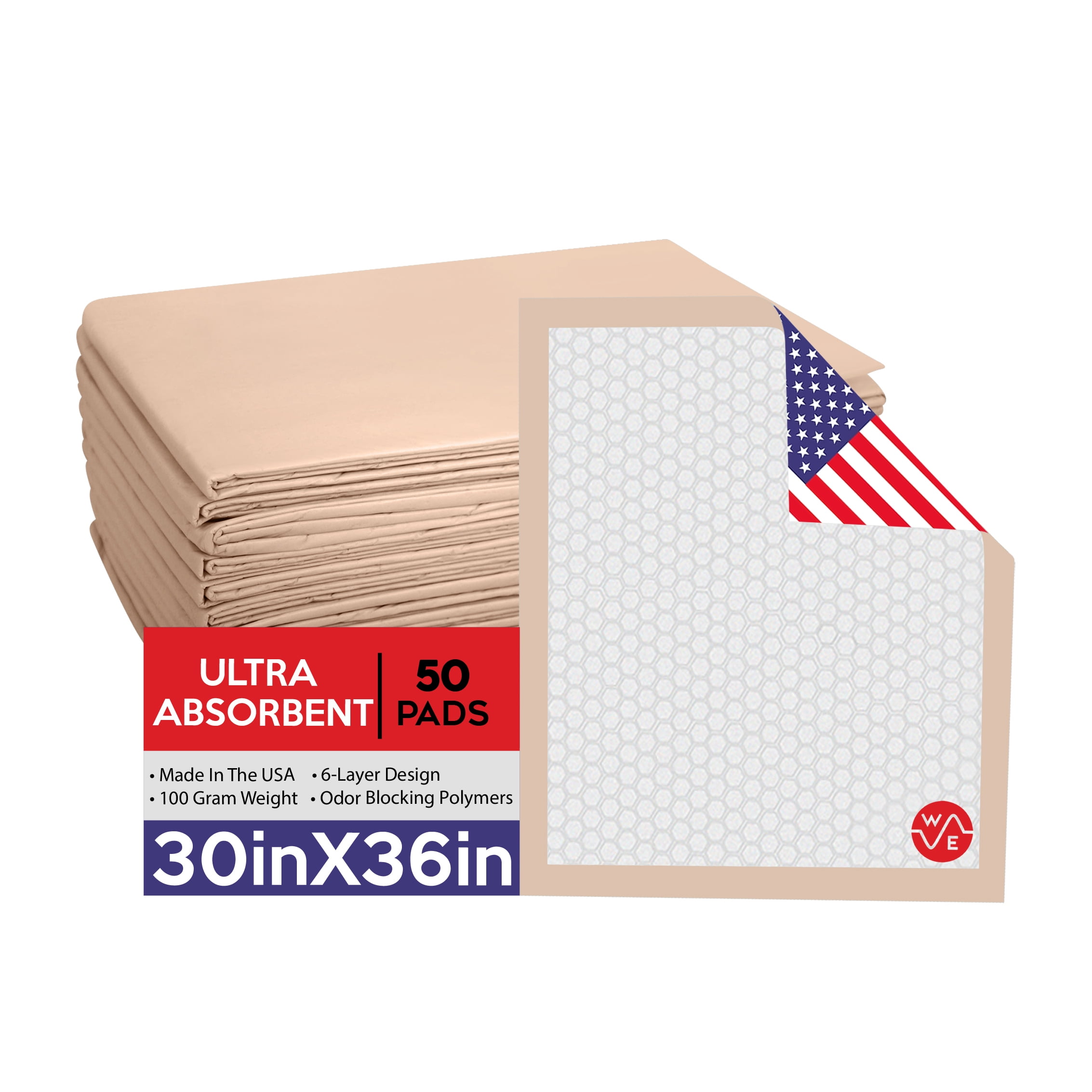 Wave Medical ULTRA Absorbent XL Disposable Underpads 30'' X 36'' (50-Count) Incontinence Pads, Chux, Bed Covers, Puppy Training | Super Absorbent Protection for Kids, Adults, Elderly | Liquid, Urine,
