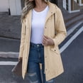 thumbnail image 5 of Mifsaly Womens Windbreaker Jacket Lightweight Windproof Hooded Full Zip Trench Coat Outdoor Hiking Camping Travel Outerwear with Adjustable Drawstring and Pockets Beige,S, 5 of 9