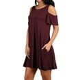 thumbnail image 3 of ZXSXSY Women Cold Shoulder Solid Color Party Dress with Pocket, 3 of 4