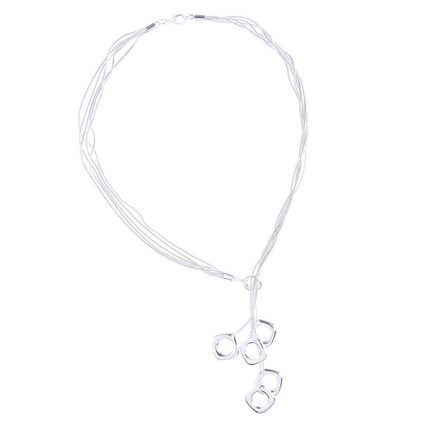 Punky De Aleación De Plata De Múltiples Capas Collar Serpiente Cadena Borla Colgante Cuadrado