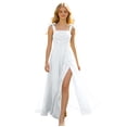 thumbnail image 2 of ITSAME Girls Smocked Slip Dress Square Neck Flowy Ruffle High-Low Hem Wedding Pageant Party Ball Gown White Size 14, 2 of 6