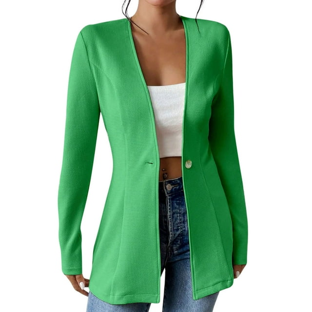 Blazer pour Femmes, Veste Décontractée à Manches Longues Col en V, Coupe Régulière pour Travail et Loisirs