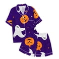 thumbnail image 5 of Pajama Sets for Women 2 Piece Comfortable Graphic Printed Satin Button Short Sleeve Top & Shorts Pajamas for Women, 5 of 5