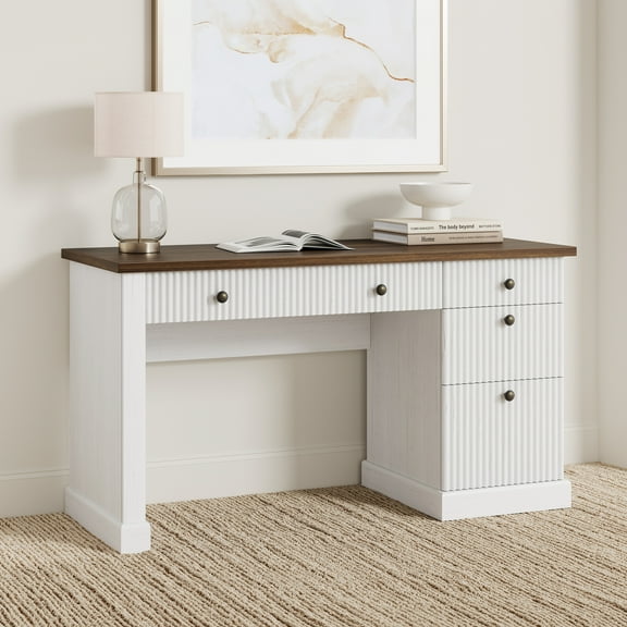 BouPower Computer Desk for Home Office,Study Work Table for Bedroom,Writing Desks with Charging Station,Wooden Computer Writing Desk with File Drawers,54.0”L x 21.6 "D x 30.0" H