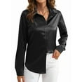 thumbnail image 3 of Satin Blouses for Women Silk Button Down Shirts Long Sleeve Business Casual Tops Black L, 3 of 7