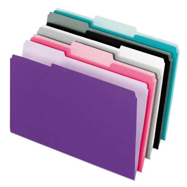 Interior File Folder 1/3-Cut Tab 100 per Box Assorted Primary Colors Letter Size 