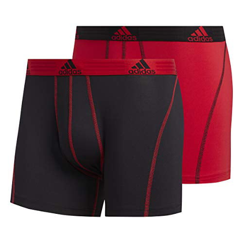 adidas Men's Sport Performance Trunk Underwear (2-Pack), Real Red/Black  Black/Real Red, MEDIUM 
