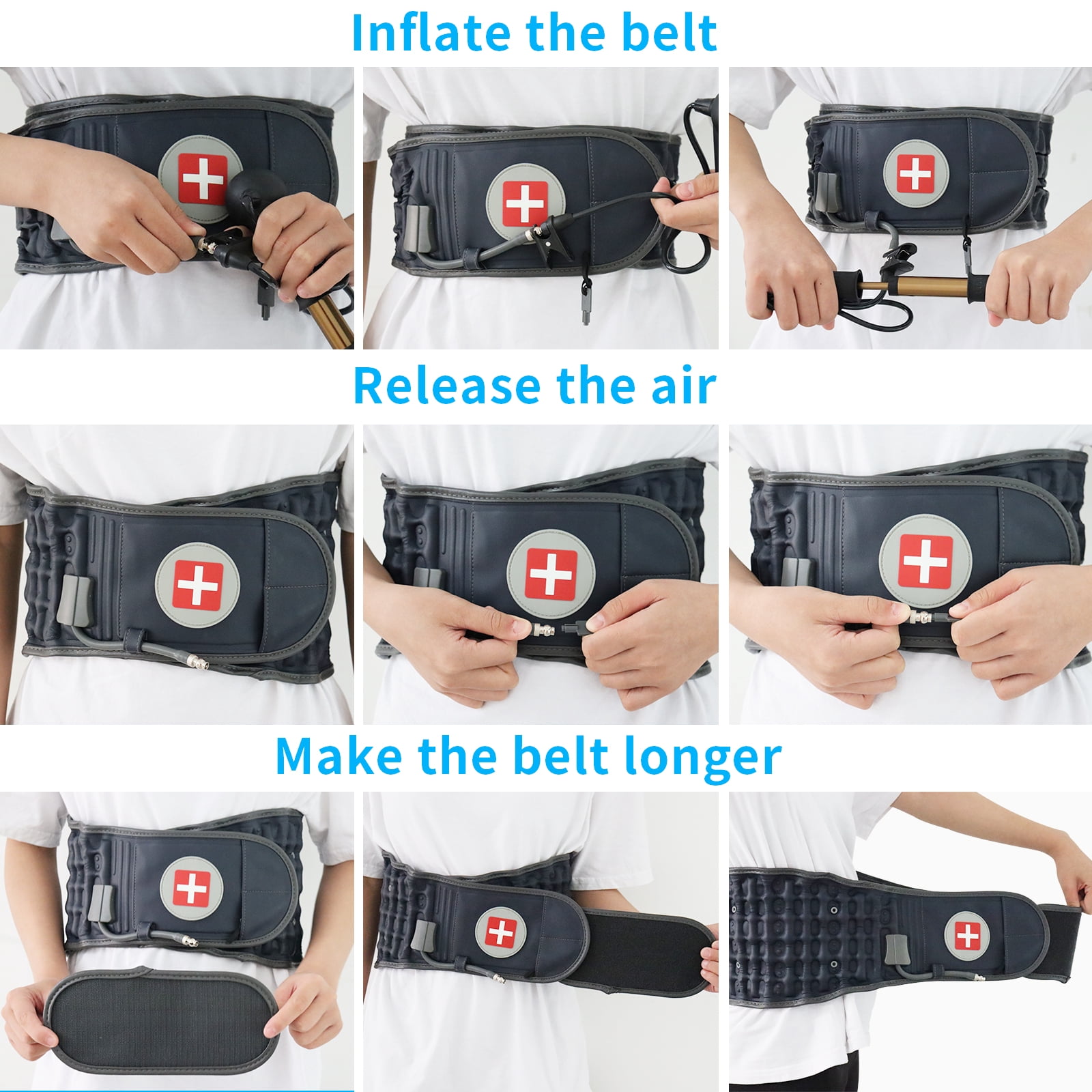 Decompression Back Belt - Lumbar Support Belt for Men & Women Lower Back Pain Relief, Back Traction Device Fits Waist Size 29-49 Inches (Blue)