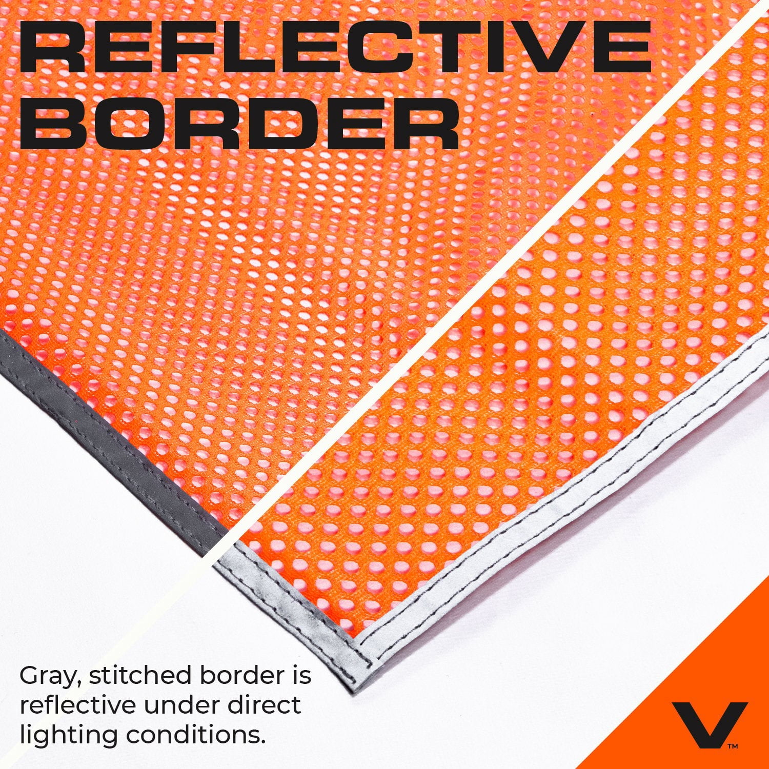 VULCAN Safety Flags - Border - Bright Orange - Mesh - Dowel - 18 inch x 18 inch - 4 Pack