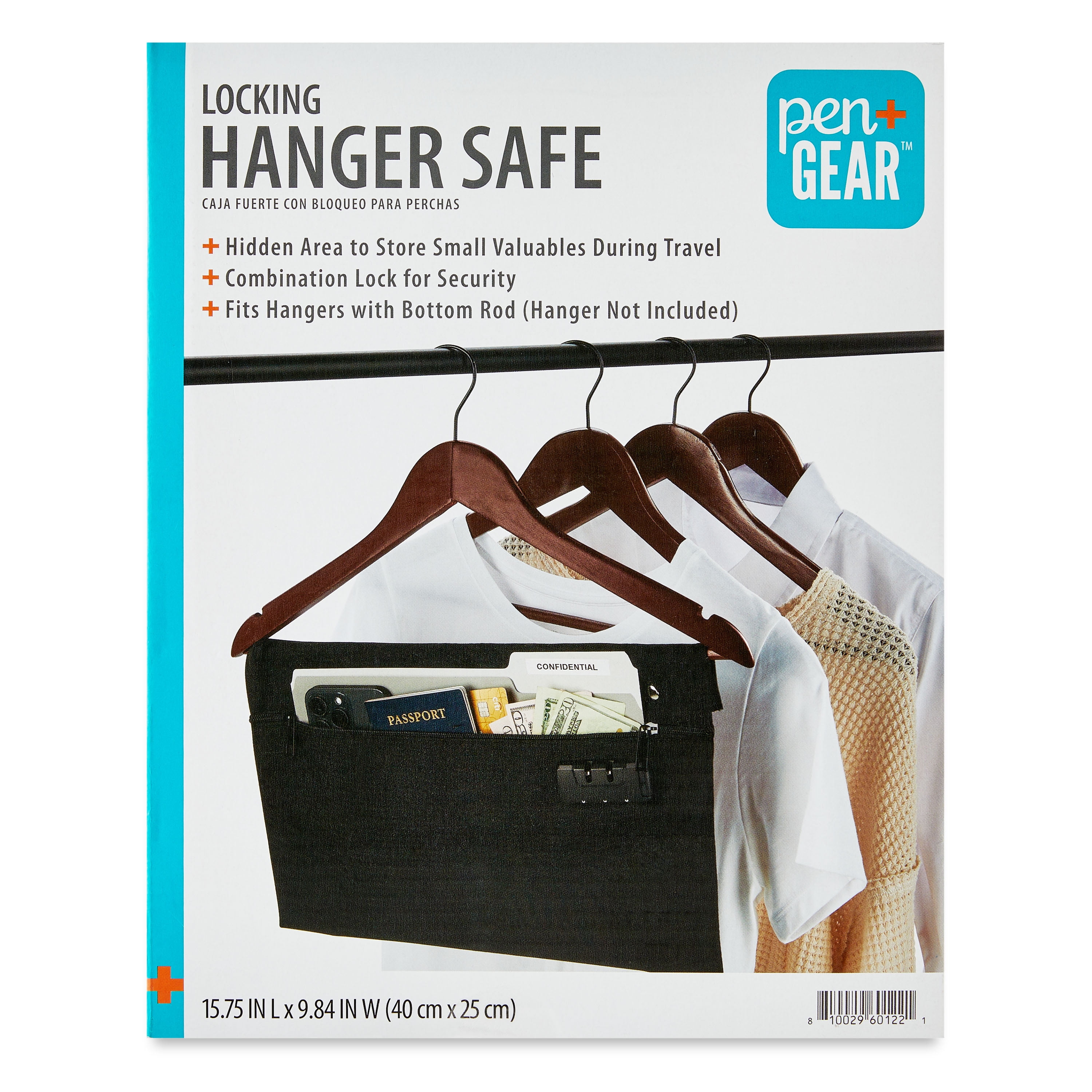 Pen+Gear Locking Hanger Safe, Black, 15.75" x 9.84"