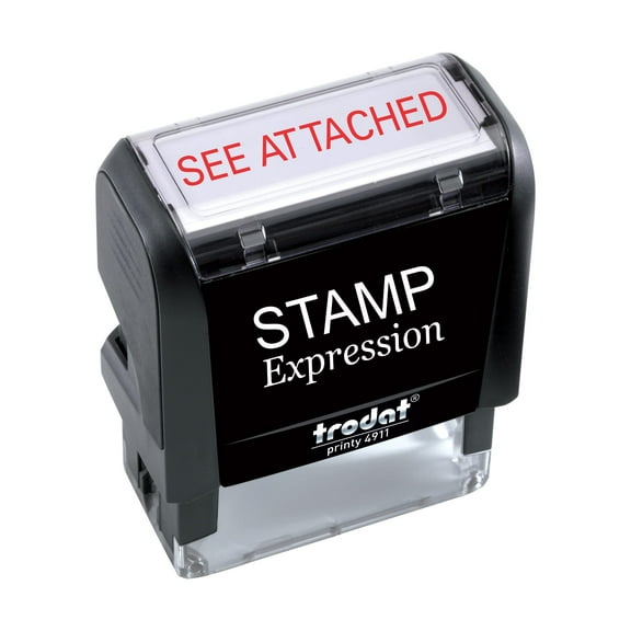StampExpression - See Attached Office Self Inking Rubber Stamp - Red Ink (W-5624)