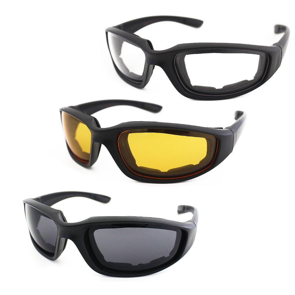 3Pair Motorcycle Sport Biker Riding Glasses Padded Wind Resistant Sunglasses 