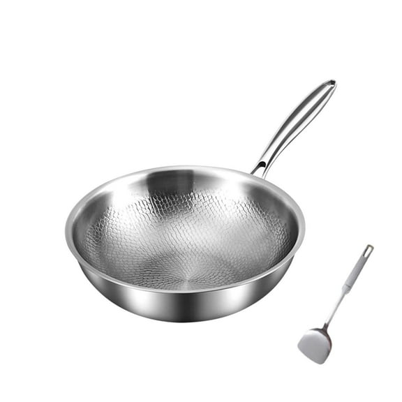 Vikakiooze Titanium Wok Titanium Frying Pan Non-coating Non-stick Frying Pan Scale Hammered Titanium Frying Pan Household Frying Pan Induction Cooker Use
