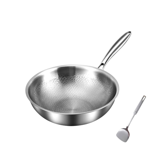 Sartén CLLC de titanio puro, sartenes 100% de titanio para cocinar antiadherentes, sartén profesional martillada de acero inoxidable con tapa, sartén antiadherente sin revestimiento para uso doméstic