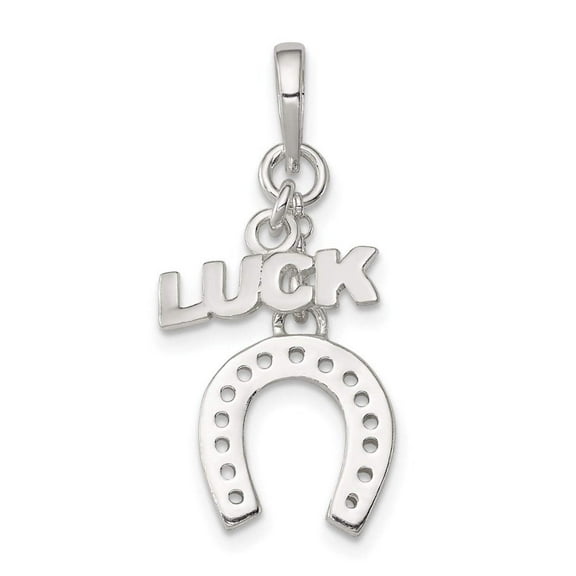 Sterling Silver Polished Luck & Horseshoe Pendant QC6999
