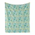 thumbnail image 1 of Lemons Soft Flannel Fleece Throw Blanket, Piping Hot Cup of Tea and Teapot Sprouts Among Full and Half Citruses, Cozy Plush for Indoor and Outdoor Use, 70" x 90", Teal Cream Baby Blue, by Ambesonne, 1 of 6
