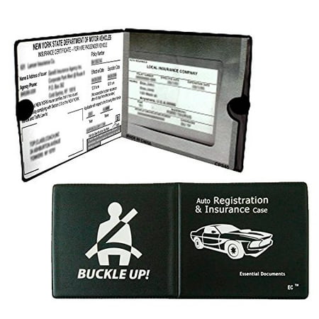 Best Essential Contraptions(tm) Car Auto Insurance Registration BLACK Document Wallet Holders 2 Pack Bundle - Automobile, Motorcycle, Truck, Trailer Vinyl ID Holder & Visor Storage - Velcro (Best Of Men Trailer)