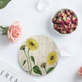 thumbnail image 4 of POGLIP Sunflower Set of 6 Round Coaster for Drinks, Absorbent Ceramic Stone Coasters Cup Mat with Cork Base for Home Kitchen Room Coffee Table Bar Decor, 4 of 5