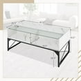 thumbnail image 2 of CRXX LED Coffee Table, High Gloss Coffee Tables with 4 Storage Cubes, 20-Color Lights, Remote Control, Faux Marble & Tempered Glass Top, Modern Accent Rectangle Center Table for Living Room (White), 2 of 10