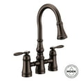 thumbnail image 3 of Moen S73204 Weymouth 1.5 GPM Bridge Pull Down Kitchen Faucet - Bronze, 3 of 7