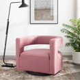 thumbnail image 2 of Armchair Accent Chair, Velvet, Pink, Modern Contemporary Urban Design, Living Lounge Room Hotel Lobby Hospitality, 2 of 9