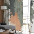 thumbnail image 4 of Sheer Curtains 96 Inches Long, Modern Abstract Art Light Filtering Window Curtains for Living Room/Bedroom, Vintage Sage Green Orange Rod Pocket Voile Sheer Curtain Drapes, 52"W x 96"L, 2 Panels, 4 of 9