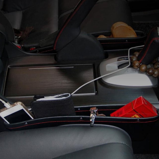 unbranded 2Ud Bolsillos Organizadores De Cuero Sintético Gris Para Hueco Entre Asiento Y Consola De Auto