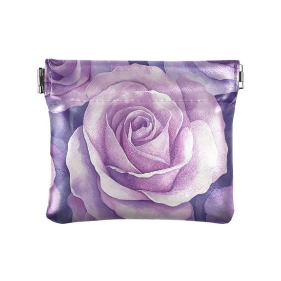 Leather Coin Wallet 4.33x3.74 Inch Portable Coin Wallet Coin Wallet Paper Wallet Card Wallet Storage Wallet Stylish and Sophisticated Lavender Roses
