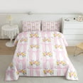 thumbnail image 2 of Homewish Kawaii Pink Flower Bowtie 3 Pieces Queen Comforter Set for Girls Teens Children,Geometric Stripes Ultra Soft Bedding Sets,Dreamy Princess Bedding Comforter Set,Luxury Bedroom Decor, 2 of 8