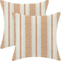 Burnt Orange Fall Outdoor Pillow Covers 18 x 18 Inch,Autumn Boho Polka Dots Striped Decor Throw Pillows for Couch Bed,Geometric Farmhouse Decorative Pillowcase Linen Cushion Cover Set of 2