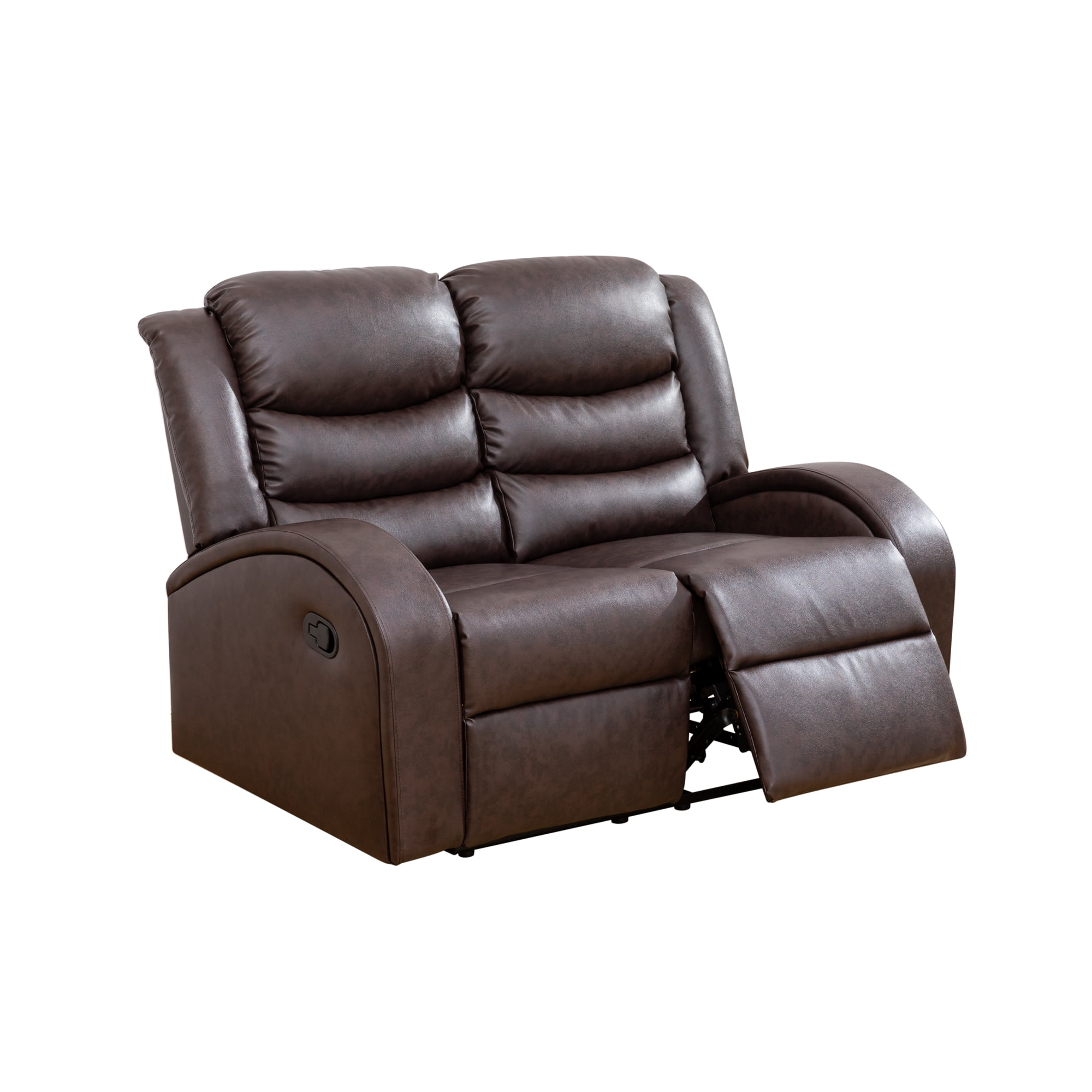 Gewnee Brown Loveseat, Air Leather & High-Elastic Sponge, Adjustable Recline, Perfect for Living Rooms