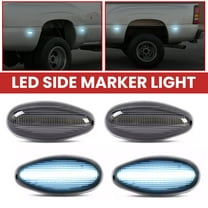 Kojem LED Side Marker Light for 2001-2007 Chevy Chevrolet Silverado 1500/2500/3500 GMC Sierra 1500/2500/3500 Front Rear Side Light Lamp Left & Right Smoke Lens White Full LED 4Pcs
