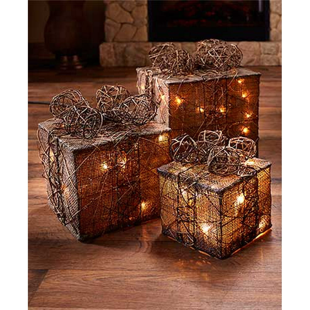 Lighted Gift Box Decor (Natural)