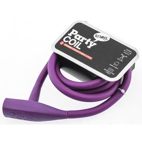 Knog Party Coil 1300mm Coiled Cable Bike Lock Braided Steel Grape Purple NEW
