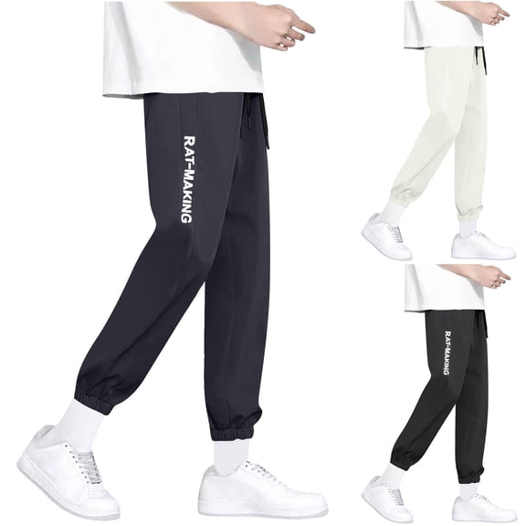 YHAJDS Men Loose Sweatpants Drawstring Elastic Waist Casual Sport Bottoms