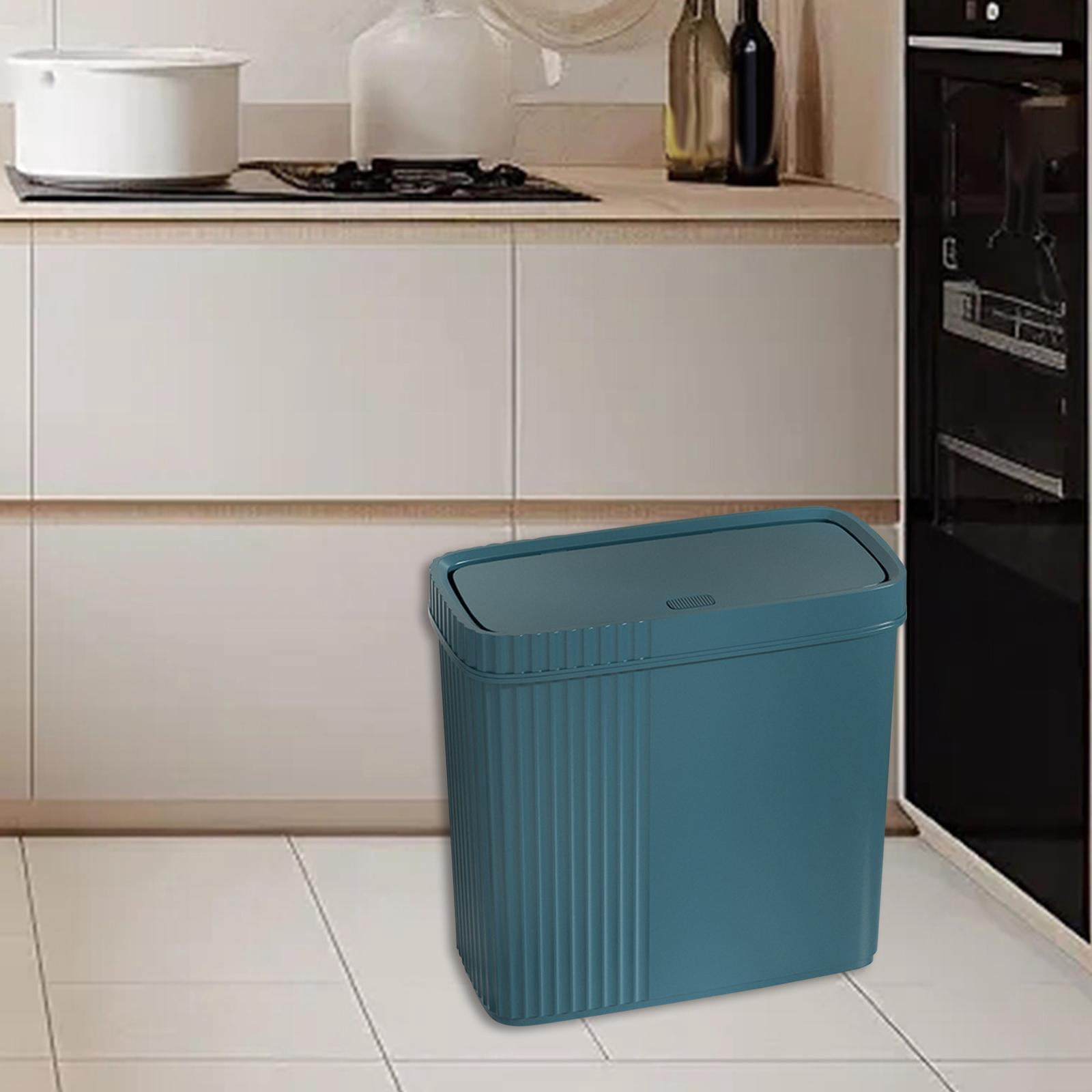 Baoblaze Slim Narrow Bathroom Trash Can Multipurpose for Apartments, Condos Waste Bin Dark Green