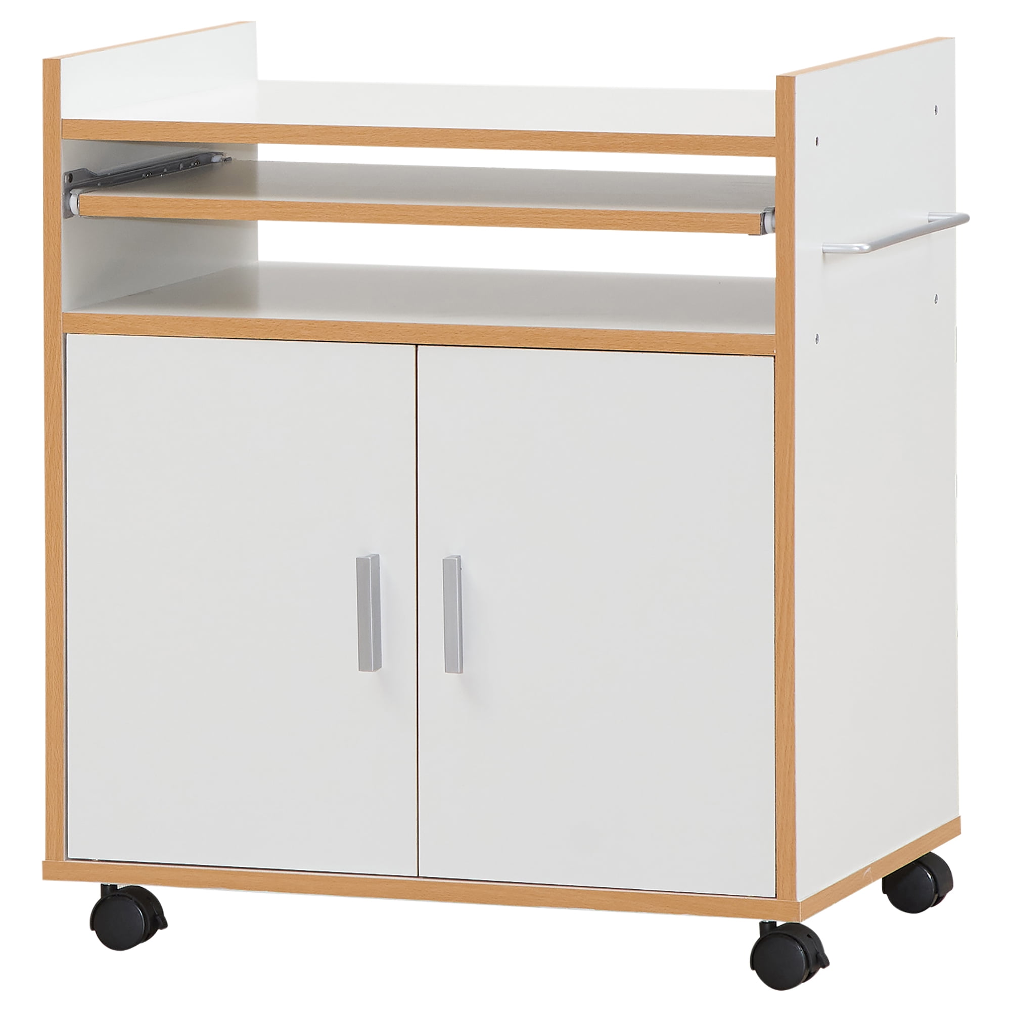 Mainstays 22 inchw Microwave Rolling Kitchen Storage Cart, White Finish