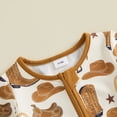 thumbnail image 6 of ﻿ Cjfdfy Newborn Baby Girls Boy Western Fall Jumpsuit Boots Bow Hat Print Zipped Long Sleeve Romper Newborn Going Home Outfit Infant Cute Country Farm Clothes 0-18M, 6 of 9