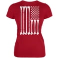 thumbnail image 1 of Halloween Skeleton Bones American Flag Red Juniors Soft T-Shirt, 1 of 1