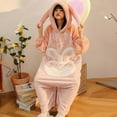 thumbnail image 3 of Pijamas gruesos con capucha para mujer, ropa de dormir con dibujos animados de conejo rosa, mono de una pieza de Anime para adulto, ropa de noche de Navidad, 3 of 4